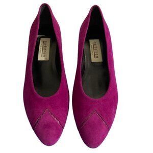 Nordstrom Suede Ballet Style Pumps Italian Fuchsia Romantic 1.5" Kitten Heel 9.5